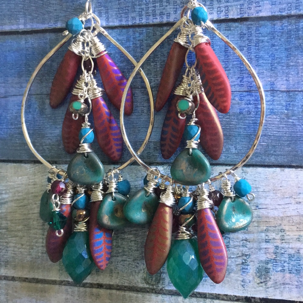Forest fae sterling boho hoops